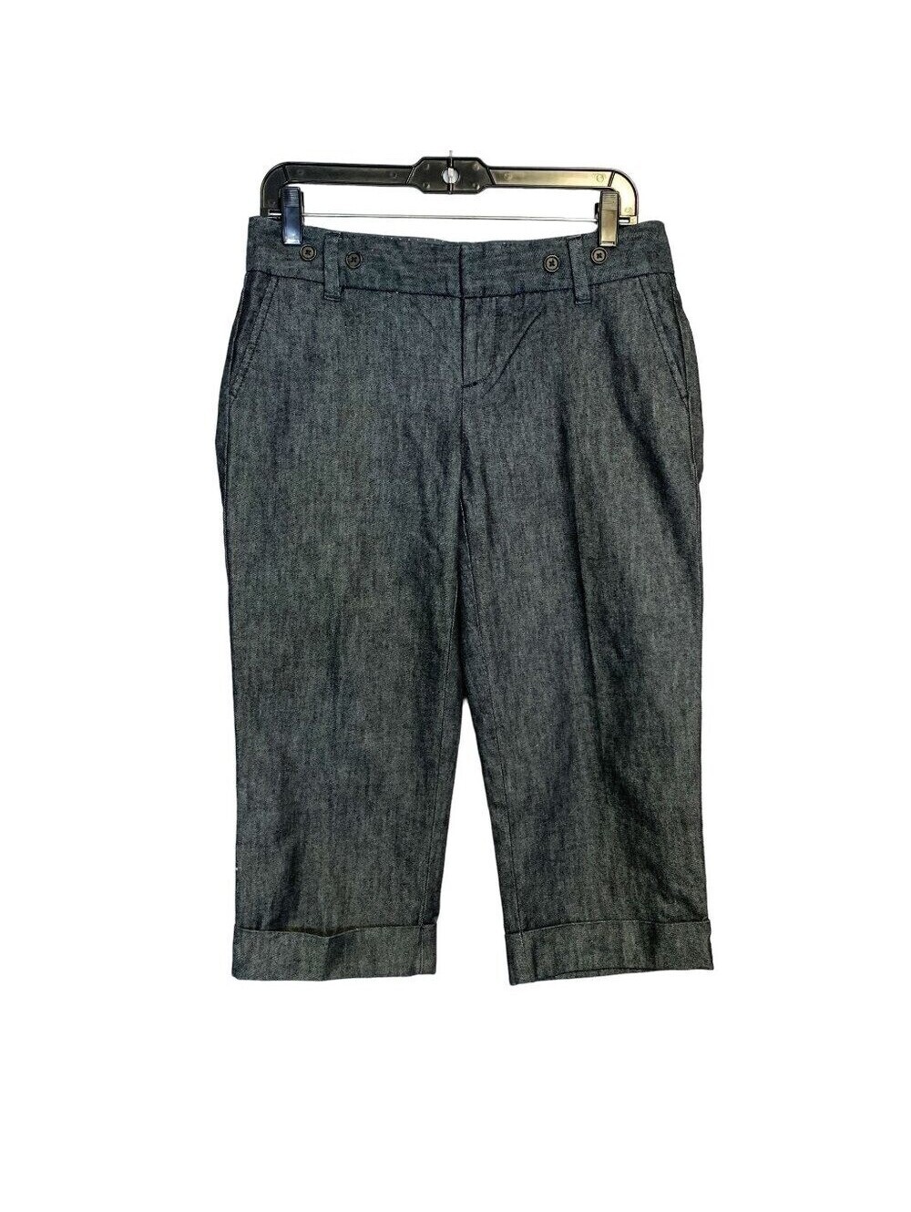 Gap Womens Dark Wash Straight Leg Cuffed Capri Pants Size 4 Stretch Cotton 1796